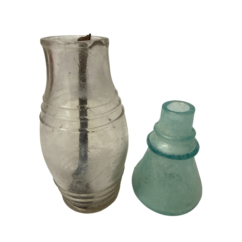 Unbranded Antique Glass Bottle Set Clear/Purple & Green/Blue Primitive